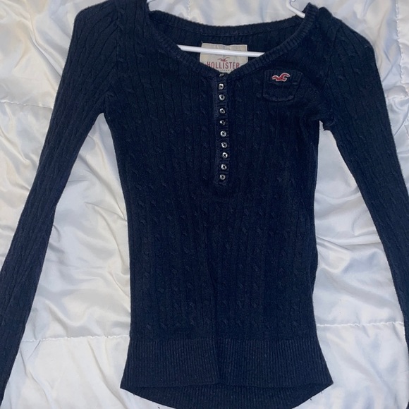Hollister | Tops | Navy Blue Hollister Knitted Long Sleeve Top